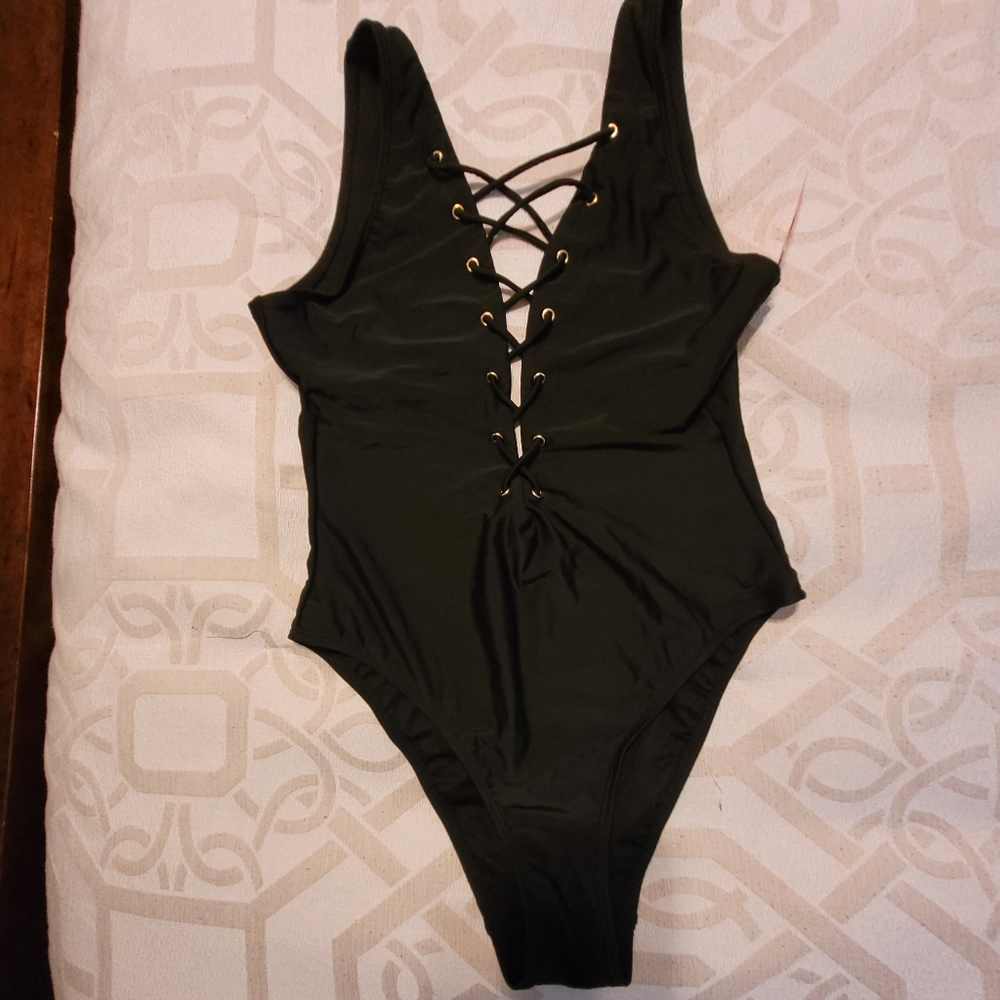 Uncommon sense one piece black swimsuit medium